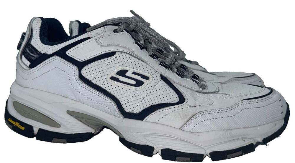 Skechers Vigor 3.0 Arbiter Men’s 10 Wide White Navy Goodyear Shoes 237148W